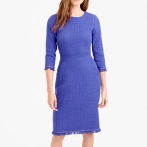 J. Crew Blue Tweed Fring Dress with Exposed Zipper